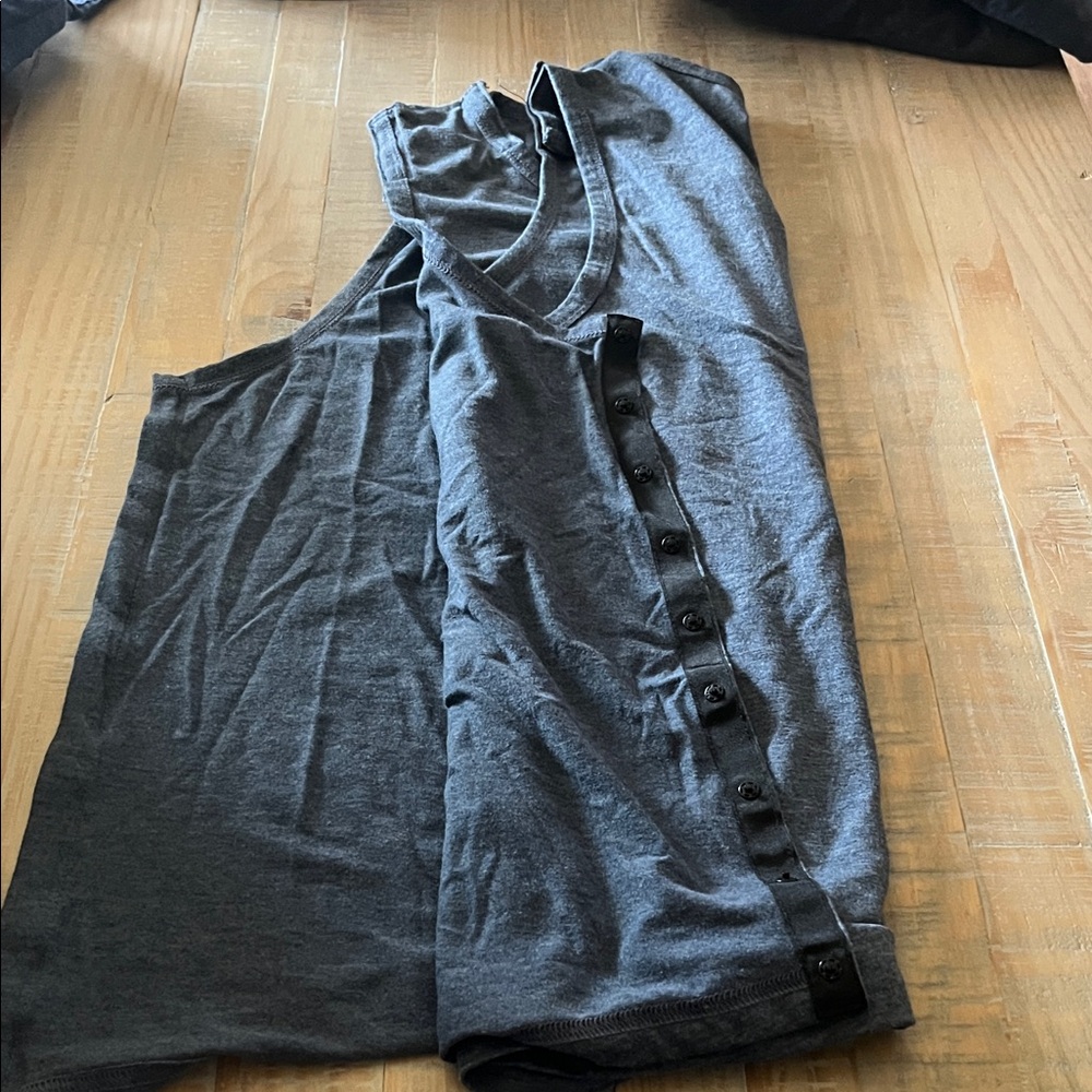 Gray Sleeveless Button-Up Top